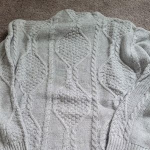 Mock neck cable sweater